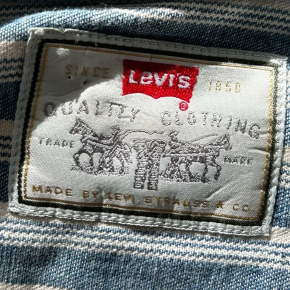 Levi’s 90s Blue Striped Button-Up Shirt | Authentic Jeanswear Rare Vintage Find - Picture 10 of 14